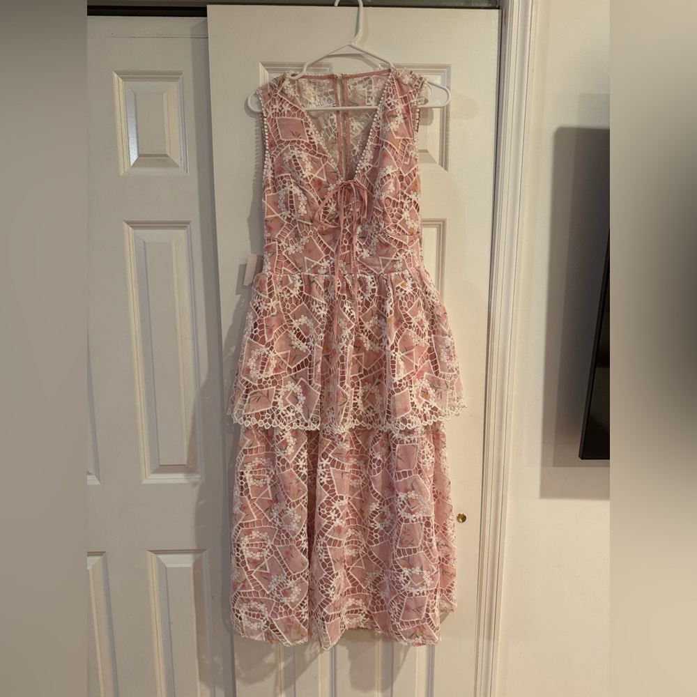Petal and Pup Pink Lace Midi